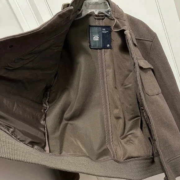 Premium Lounge Wool Blend Military Style Utility Cargo Jacket Coat Men XXL brown